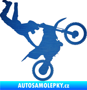 Samolepka Motorka 008 pravá motokros freestyle škrábaný kov modrý
