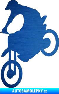 Samolepka Motorka 016 levá motokros škrábaný kov modrý