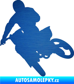 Samolepka Motorka 025 levá motokros škrábaný kov modrý