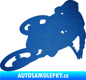 Samolepka Motorka 026 levá motokros freestyle škrábaný kov modrý