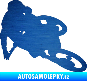 Samolepka Motorka 026 pravá motokros freestyle škrábaný kov modrý