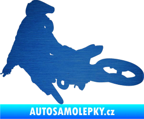 Samolepka Motorka 028 levá motokros škrábaný kov modrý