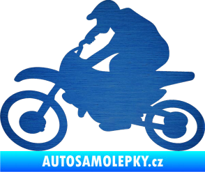 Samolepka Motorka 031 levá motokros škrábaný kov modrý