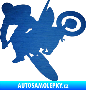 Samolepka Motorka 033 levá motokros škrábaný kov modrý