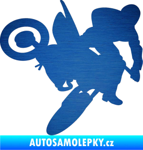 Samolepka Motorka 033 pravá motokros škrábaný kov modrý