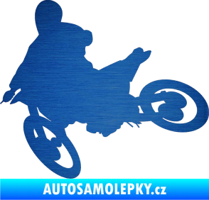 Samolepka Motorka 034 levá motokros škrábaný kov modrý