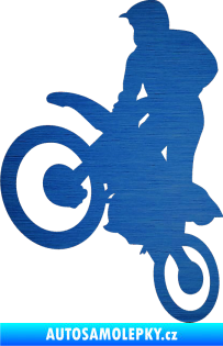 Samolepka Motorka 035 levá motokros škrábaný kov modrý