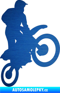 Samolepka Motorka 035 pravá motokros škrábaný kov modrý