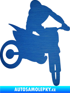 Samolepka Motorka 037 pravá motokros škrábaný kov modrý