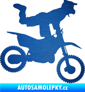 Samolepka Motorka 038 pravá motokros freestyle škrábaný kov modrý
