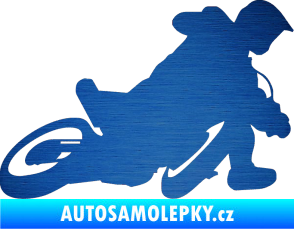 Samolepka Motorka 039 pravá motokros škrábaný kov modrý
