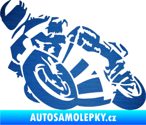 Samolepka Motorka 040 levá road racing škrábaný kov modrý