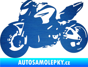 Samolepka Motorka 041 levá road racing škrábaný kov modrý