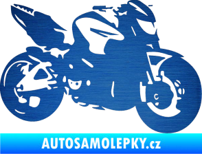 Samolepka Motorka 041 pravá road racing škrábaný kov modrý
