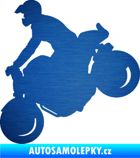 Samolepka Motorka 044 levá motokros škrábaný kov modrý