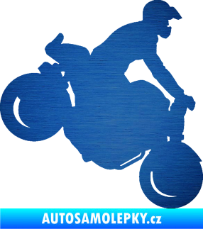 Samolepka Motorka 044 pravá motokros škrábaný kov modrý