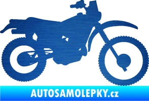 Samolepka Motorka 046 pravá škrábaný kov modrý