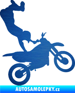 Samolepka Motorka 047 pravá motokros freestyle škrábaný kov modrý