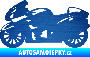Samolepka Motorka 048 levá silniční škrábaný kov modrý