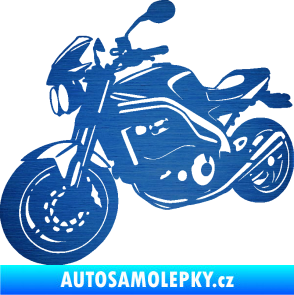 Samolepka Motorka 055 levá škrábaný kov modrý