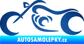Samolepka Motorka 057 levá obrys škrábaný kov modrý
