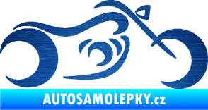 Samolepka Motorka 057 pravá obrys škrábaný kov modrý