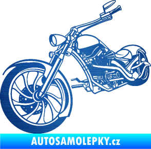 Samolepka Motorka chopper 002 levá škrábaný kov modrý