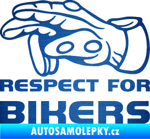Samolepka Motorkář 014 levá respect for bikers škrábaný kov modrý