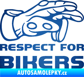Samolepka Motorkář 014 pravá respect for bikers škrábaný kov modrý
