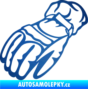 Samolepka Motorkářské rukavice 003 levá škrábaný kov modrý