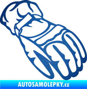 Samolepka Motorkářské rukavice 003 pravá škrábaný kov modrý