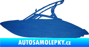 Samolepka Motorový člun 001 levá škrábaný kov modrý