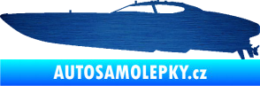 Samolepka Motorový člun 002 levá škrábaný kov modrý