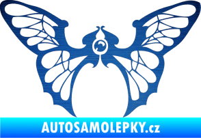 Samolepka Motýl 001 pravá škrábaný kov modrý