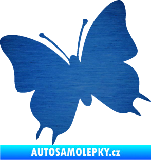 Samolepka Motýl 007 levá škrábaný kov modrý