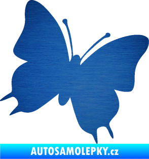 Samolepka Motýl 007 pravá škrábaný kov modrý