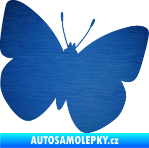 Samolepka Motýl 011 pravá škrábaný kov modrý