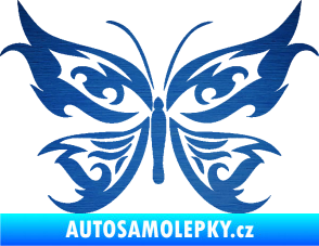 Samolepka Motýl 012 škrábaný kov modrý