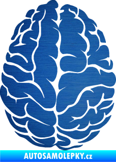 Samolepka Mozek 001 pravá škrábaný kov modrý
