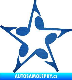Samolepka Music hvězda z not škrábaný kov modrý
