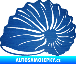 Samolepka Mušle 002 levá ulita škrábaný kov modrý