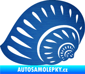 Samolepka Mušle 004 levá ulita škrábaný kov modrý
