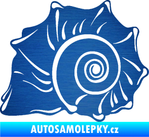 Samolepka Mušle levá ulita škrábaný kov modrý