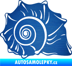 Samolepka Mušle pravá ulita škrábaný kov modrý