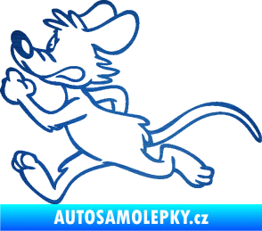 Samolepka Myš 001 levá sprintuje škrábaný kov modrý