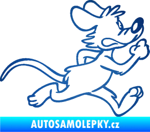 Samolepka Myš 001 pravá sprintuje škrábaný kov modrý