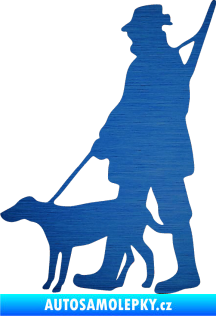 Samolepka Myslivec 002 levá škrábaný kov modrý