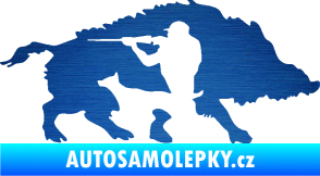Samolepka Myslivost 006 pravá divoké prase škrábaný kov modrý