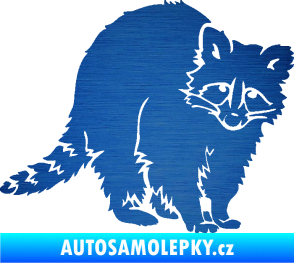 Samolepka Mýval 002 pravá škrábaný kov modrý