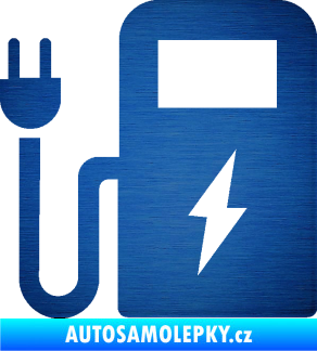 Samolepka Nabíjecí stanice 001 levá elektromobil charge škrábaný kov modrý